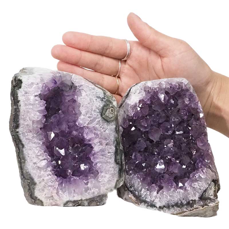 2.31kg Amethyst Polished Crystal Geode Specimen Set 2 Pieces DN425 4 1.90kg Amethyst Polished Crystal Geode Specimen Set 2 Pieces DN425 | Himalayan Salt Factory