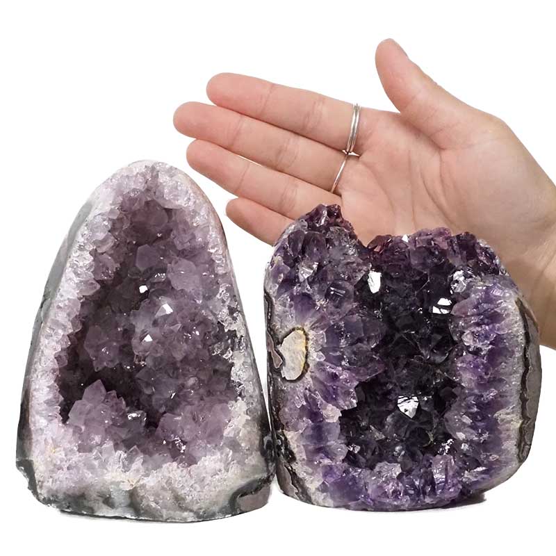 2.03kg Amethyst Polished Crystal Geode Specimen Set 2 Pieces DN395 4 2.18kg Amethyst Polished Crystal Geode Specimen Set 2 Pieces DN395 | Himalayan Salt Factory