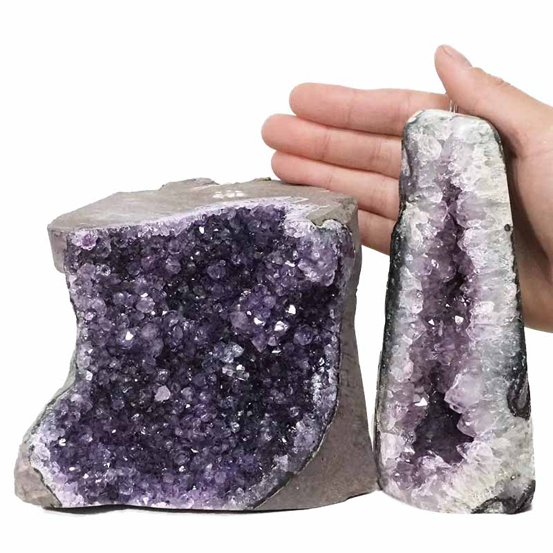 2.12kg Amethyst Polished Crystal Geode Specimen Set 2 Pieces DN401 4 2.18kg Amethyst Polished Crystal Geode Specimen Set 2 Pieces DN401 | Himalayan Salt Factory