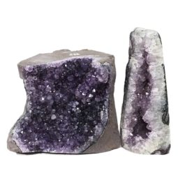2.18kg Amethyst Polished Crystal Geode Specimen Set 2 Pieces DN401 | Himalayan Salt Factory