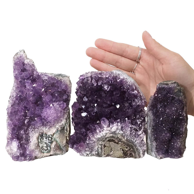 2.15kg Amethyst Crystal Geode Specimen Set 3 Pieces DN389 4 Amethyst Crystal Geode Specimen Set 3 Pieces DN389 | Himalayan Salt Factory