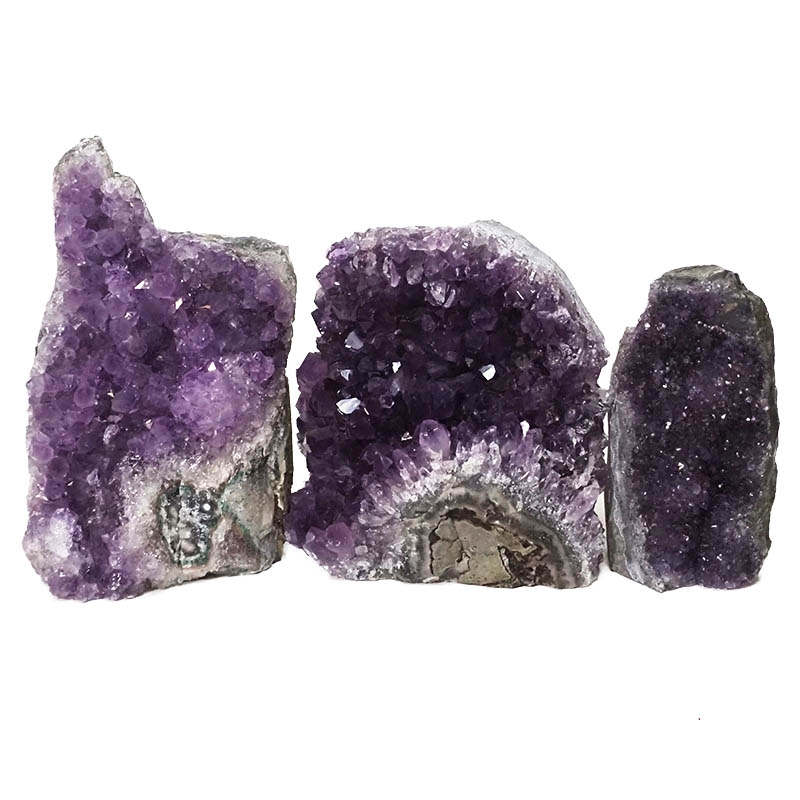 2.15kg Amethyst Crystal Geode Specimen Set 3 Pieces DN389 3 Amethyst Crystal Geode Specimen Set 3 Pieces DN389 | Himalayan Salt Factory