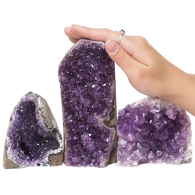 2.33kg Amethyst Crystal Geode Specimen Set 3 Pieces DN390 4 Amethyst Crystal Geode Specimen Set 3 Pieces DN390 | Himalayan Salt Factory