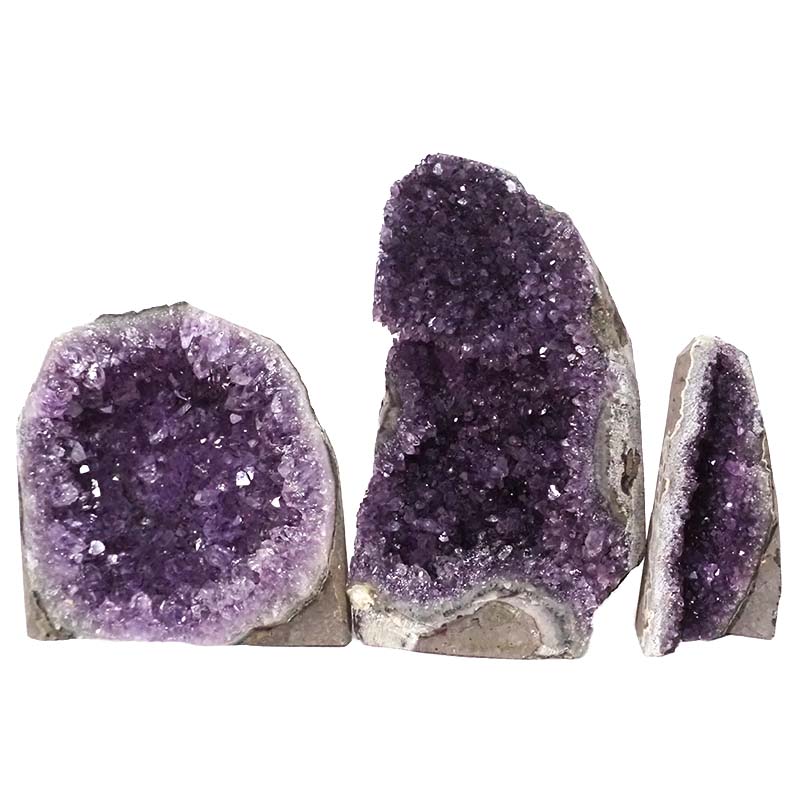 2.19kg Amethyst Crystal Geode Specimen Set 3 Pieces DN392 3 Amethyst Crystal Geode Specimen Set 3 Pieces DN392 | Himalayan Salt Factory