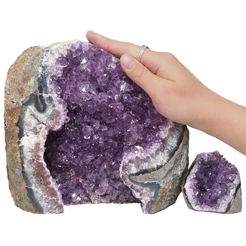 3.03kg Amethyst Polished Crystal Geode Specimen Set 2 Pieces DN376 4 Amethyst Polished Crystal Geode Specimen Set 2 Pieces DN376 | Himalayan Salt Factory