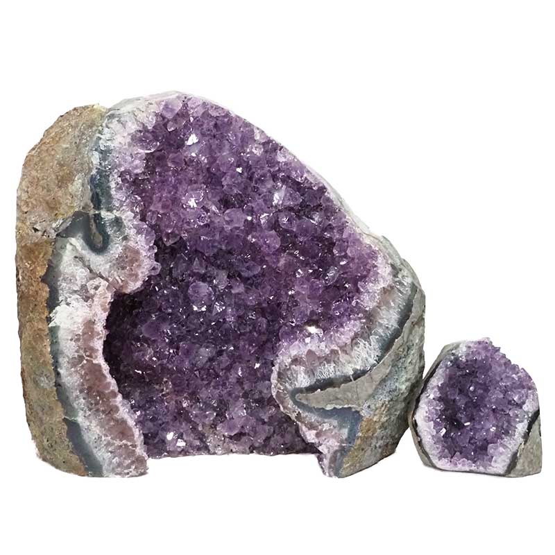 3.03kg Amethyst Polished Crystal Geode Specimen Set 2 Pieces DN376 3 Amethyst Polished Crystal Geode Specimen Set 2 Pieces DN376 | Himalayan Salt Factory