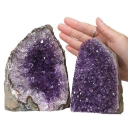 Amethyst Polished Crystal Geode Specimen Set 2 Pieces DN377 | Himalayan Salt Factory