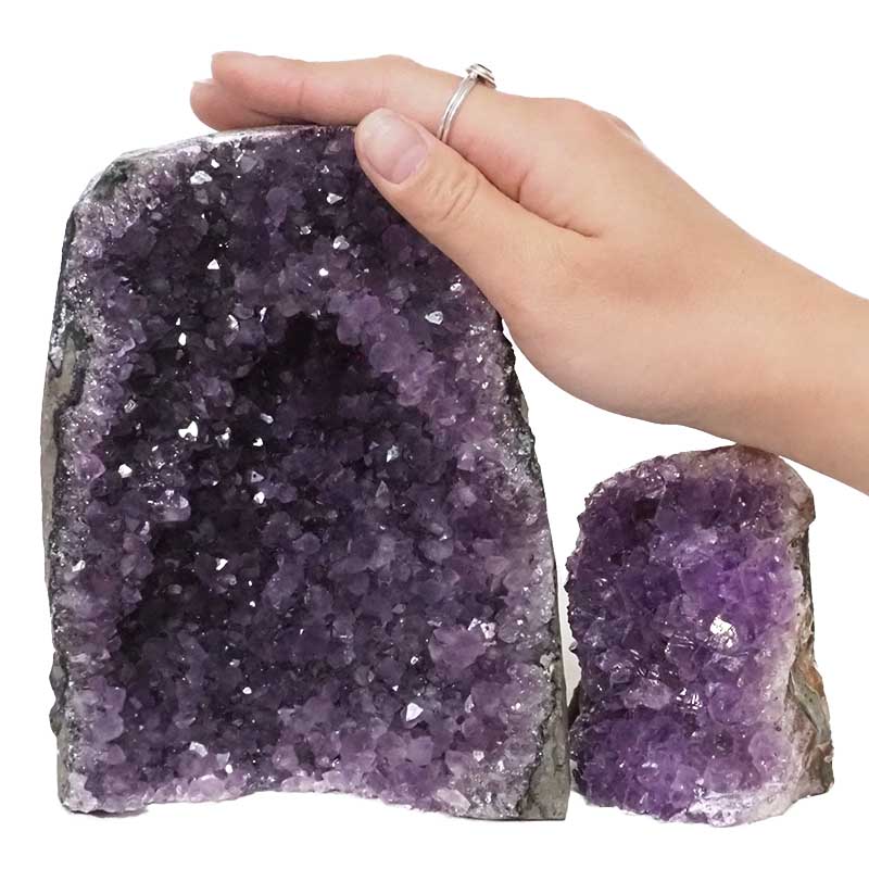 2.28kg Amethyst Crystal Geode Specimen Set 2 Pieces DN378 4 Amethyst Polished Crystal Geode Specimen Set 2 Pieces DN378 | Himalayan Salt Factory