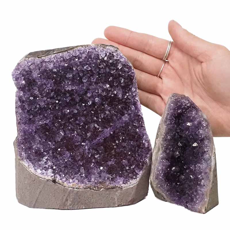 2.25kg Amethyst Crystal Geode Specimen Set 2 Pieces DN384 4 Amethyst Polished Crystal Geode Specimen Set 2 Pieces DN384 | Himalayan Salt Factory