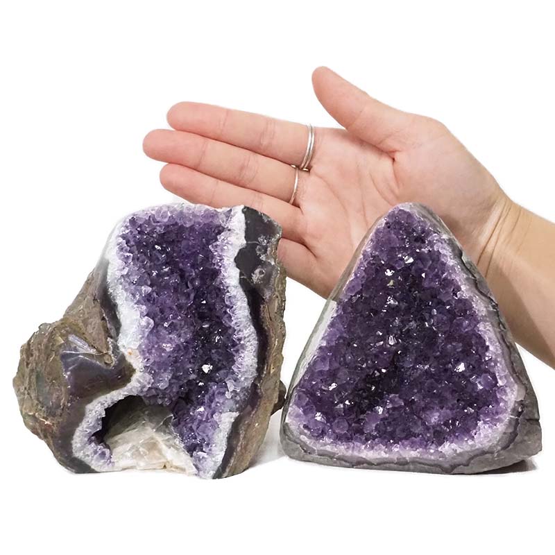 1.99kg Amethyst Polished Crystal Geode Specimen Set 2 Pieces DN428 4 Amethyst Polished Crystal Geode Specimen Set 2 Pieces DN428 | Himalayan Salt Factory