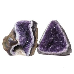 Amethyst Polished Crystal Geode Specimen Set 2 Pieces DN428 | Himalayan Salt Factory