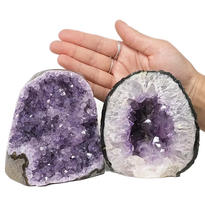 1.95kg Amethyst Polished Crystal Geode Specimen Set 2 Pieces DN429 4 Amethyst Polished Crystal Geode Specimen Set 2 Pieces DN429 | Himalayan Salt Factory