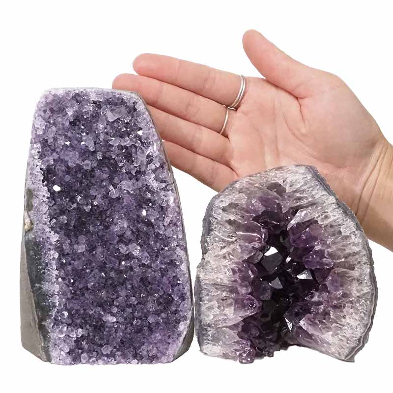 2.01kg Amethyst Polished Crystal Geode Specimen Set 2 Pieces DN430 4 Amethyst Polished Crystal Geode Specimen Set 2 Pieces DN430 | Himalayan Salt Factory