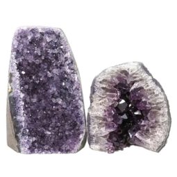 Amethyst Polished Crystal Geode Specimen Set 2 Pieces DN430 | Himalayan Salt Factory