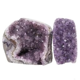 Amethyst Polished Crystal Geode Specimen Set 2 Pieces DN432 | Himalayan Salt Factory