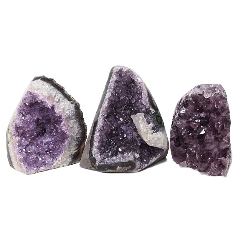 2.04kg Amethyst Polished Crystal Geode Specimen Set 3 Pieces DN435 3 Amethyst Polished Crystal Geode Specimen Set 2 Pieces DN435 | Himalayan Salt Factory
