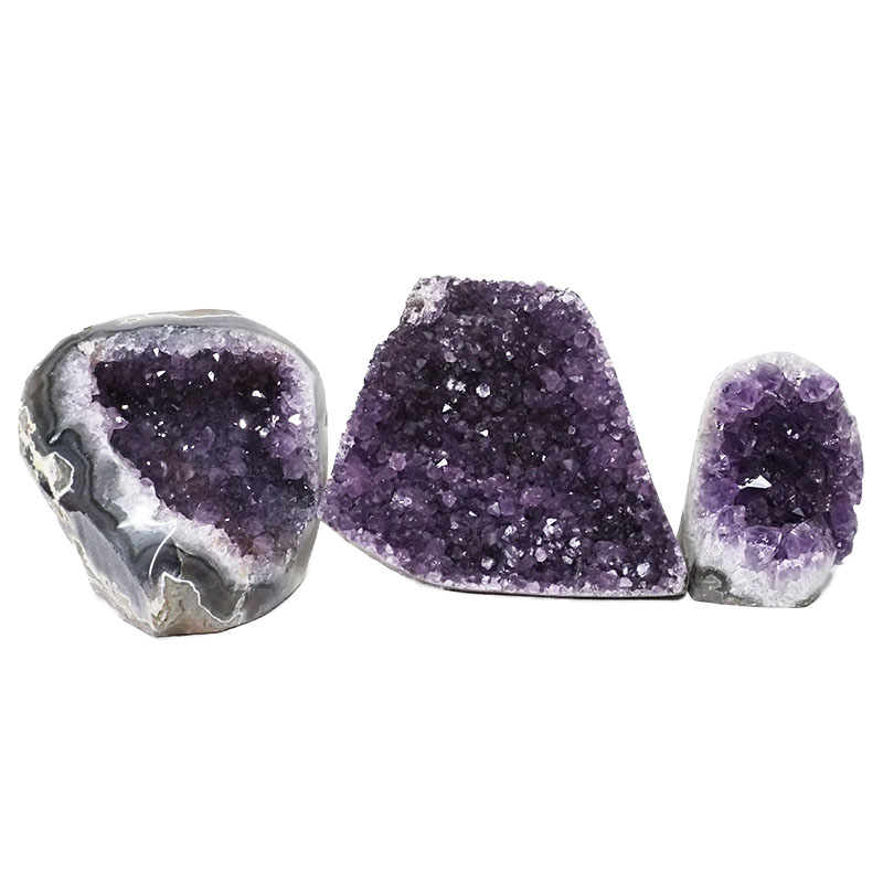 1.79kg Amethyst Polished Crystal Geode Specimen Set 3 Pieces DN440 3 Amethyst Polished Crystal Geode Specimen Set 2 Pieces DN440 | Himalayan Salt Factory