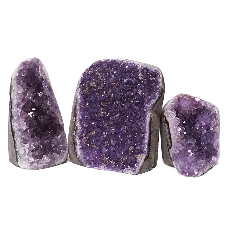 1.88kg Amethyst Polished Crystal Geode Specimen Set 3 Pieces DN407 3 Amethyst Polished Crystal Geode Specimen Set 3 Pieces DN407 | Himalayan Salt Factory