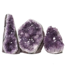 Amethyst Polished Crystal Geode Specimen Set 3 Pieces DN411 | Himalayan Salt Factory