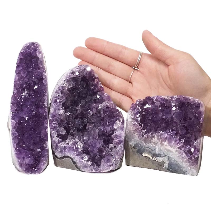 1.79kg Amethyst Polished Crystal Geode Specimen Set 3 Pieces DN412 4 Amethyst Polished Crystal Geode Specimen Set 3 Pieces DN412 | Himalayan Salt Factory