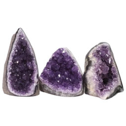 Amethyst Polished Crystal Geode Specimen Set 3 Pieces DN413 | Himalayan Salt Factory