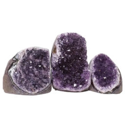 Amethyst Polished Crystal Geode Specimen Set 3 Pieces DN414 | Himalayan Salt Factory