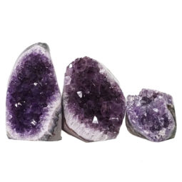 Amethyst Polished Crystal Geode Specimen Set 3 Pieces DN416 | Himalayan Salt Factory