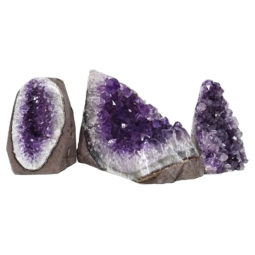 Amethyst Polished Crystal Geode Specimen Set 3 Pieces DN417 | Himalayan Salt Factory
