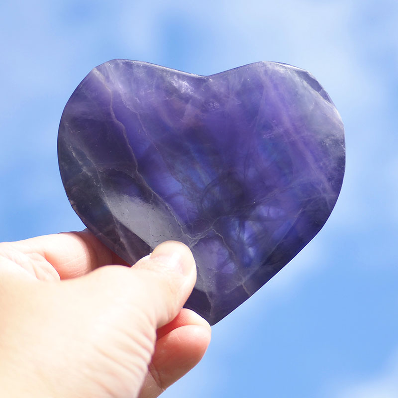 Natural Rainbow Fluorite Heart Bowl S971 4 Natural Rainbow Fluorite Heart Bowl S971 | Himalayan Salt Factory