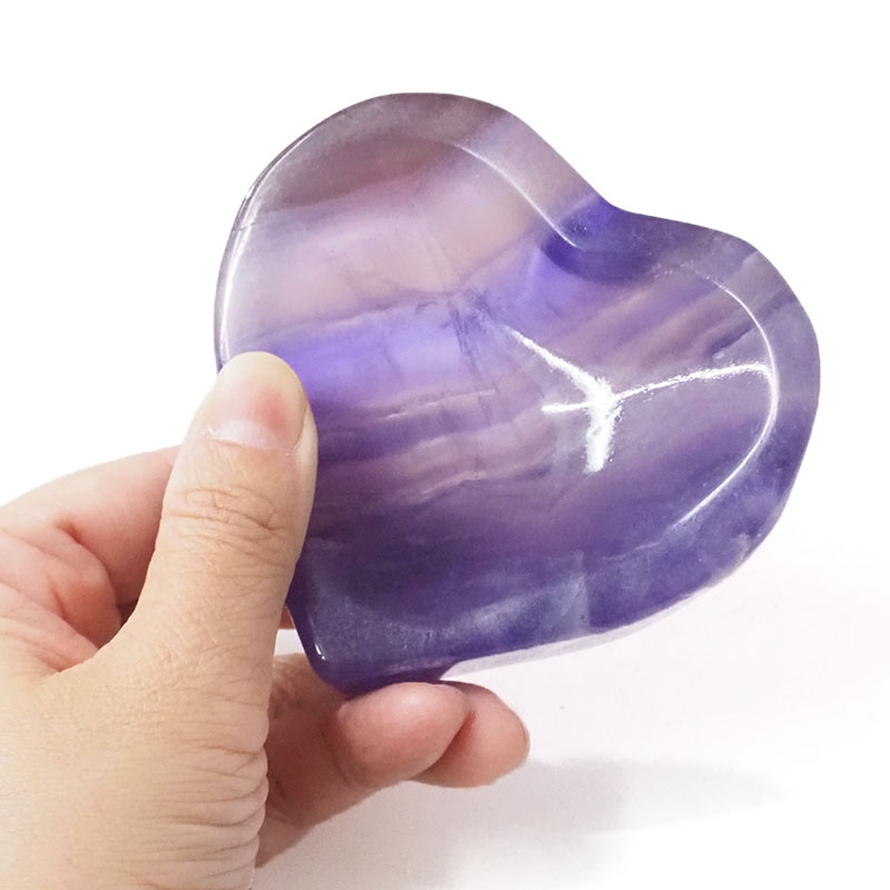 Natural Rainbow Fluorite Heart Bowl S974 5 Natural Rainbow Fluorite Heart Bowl S974 | Himalayan Salt Factory