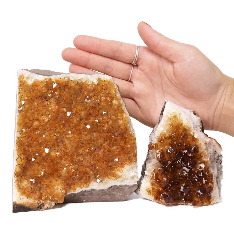 1.68kg Citrine Crystal Geode Specimen Set 2 Pieces DN442 4 Citrine Crystal Geode Specimen Set 2 Pieces DN442 | Himalayan Salt Factory