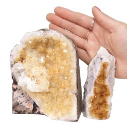 Citrine Crystal Geode Specimen Set 2 Pieces DN445 | Himalayan Salt Factory