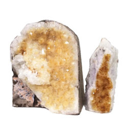 Citrine Crystal Geode Specimen Set 2 Pieces DN445 | Himalayan Salt Factory
