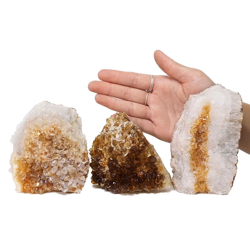 1.68kg Citrine Crystal Geode Specimen Set 3 Pieces DN449 4 Citrine Crystal Geode Specimen Set 3 Pieces DN449 | Himalayan Salt Factory