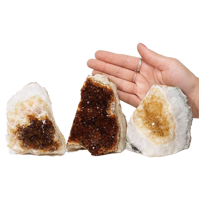 1.66kg Citrine Crystal Geode Specimen Set 3 Pieces DN450 4 Citrine Crystal Geode Specimen Set 3 Pieces DN450 | Himalayan Salt Factory