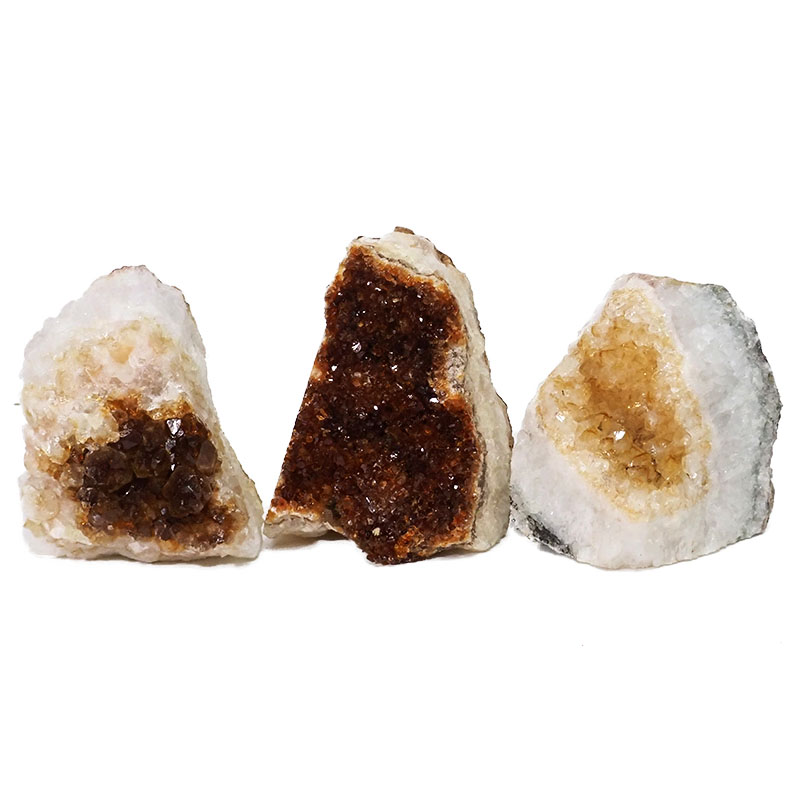 1.66kg Citrine Crystal Geode Specimen Set 3 Pieces DN450 3 Citrine Crystal Geode Specimen Set 3 Pieces DN450 | Himalayan Salt Factory