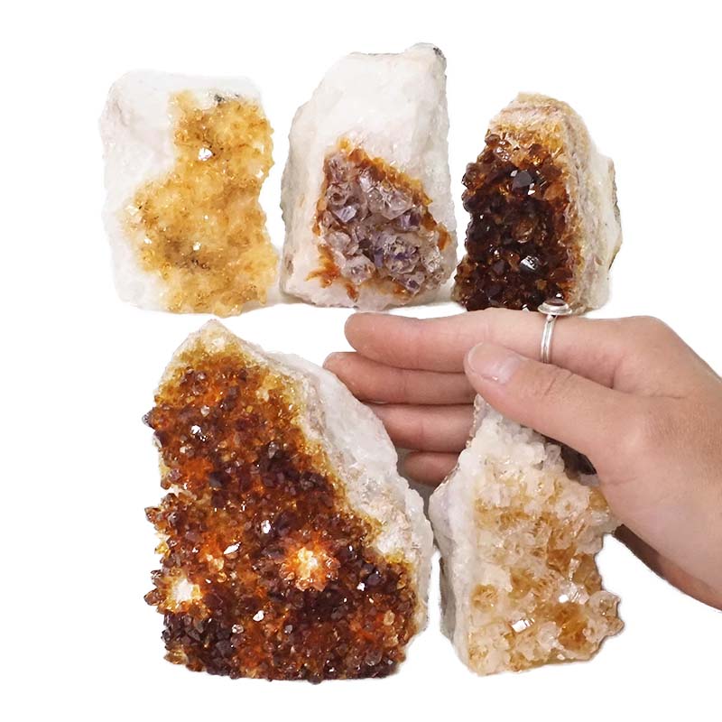 1.85kg Citrine Mini Cluster Specimen Set 5 Pieces N627 4 Citrine Mini Cluster Specimen Set N627 | Himalayan Salt Factory