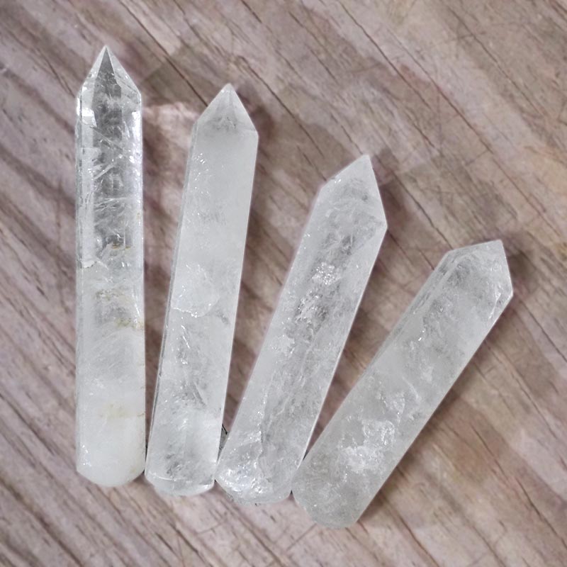 Clear Quartz Wand Set 4 (8-12cm) 3 Clear Quartz Small Wand Set 4 (8-12cm) | Himalayan Salt Factory