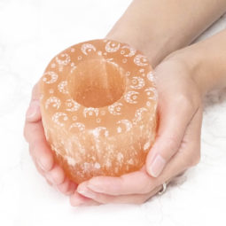 Orange Selenite Natural Shaped Engraved Tealight Holder | Himalayan Salt Factory