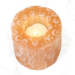 Orange Selenite Natural Shaped Engraved Tealight Holder | Himalayan Salt Factory