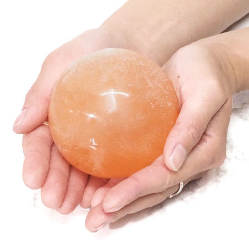 Orange Selenite Sphere 8cm | Himalayan Salt Factory