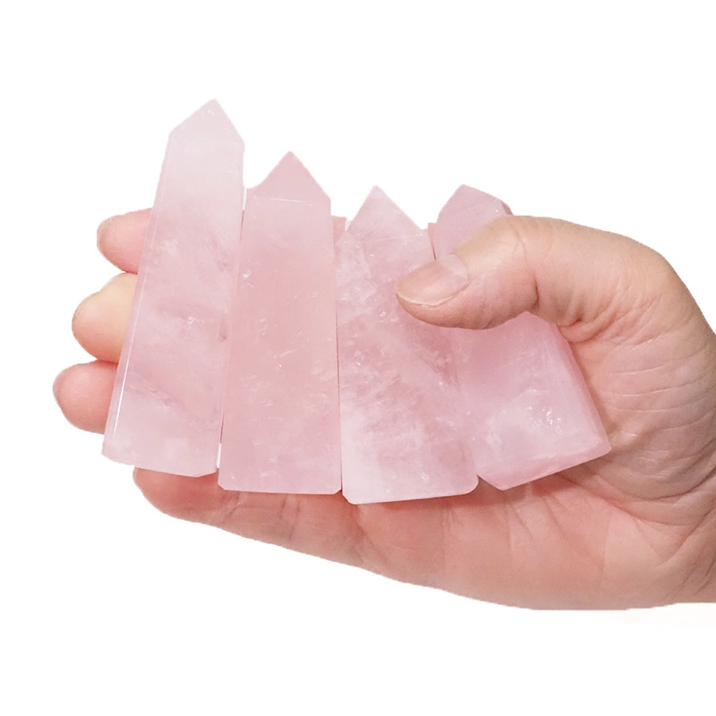 Rose Quartz Obelisk Set 4 - Small 4 Rose Quartz Obelisk Set 4 - Small | Himalayan Salt Factory
