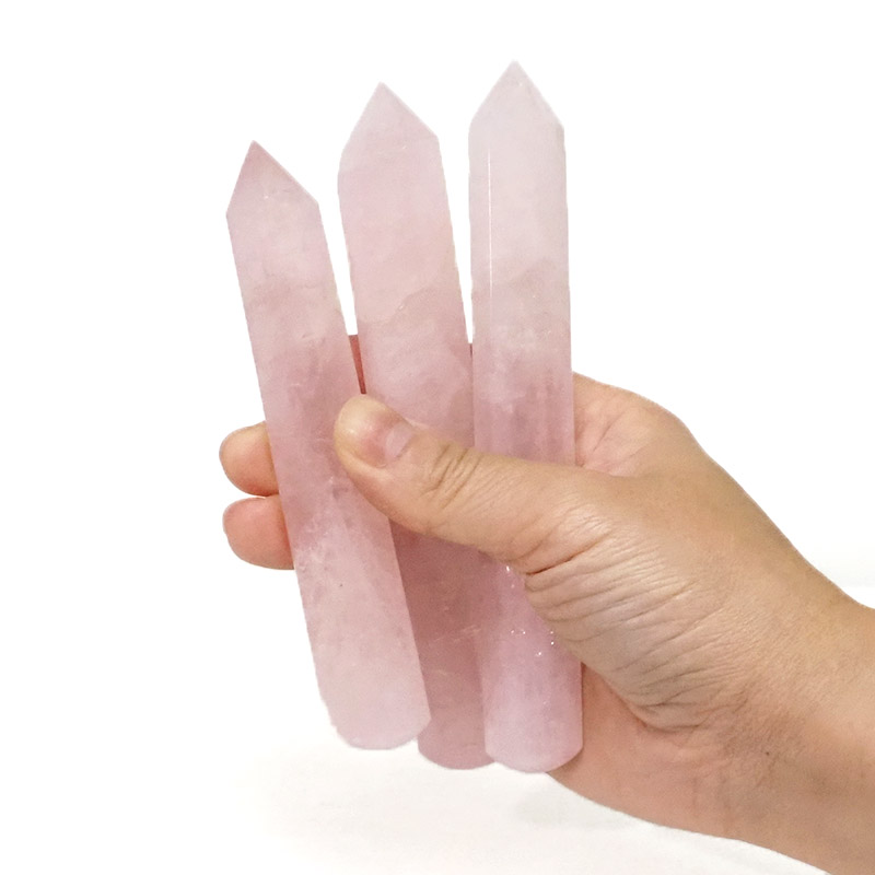 Rose Quartz Wand Set 3 (12-18cm) 4 Rose Quartz Quartz Wand Set 3 (12-18cm) | Himalayan Salt Factory