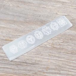 Selenite Flat Engraved Slab 15cm | Himalayan Salt Factory