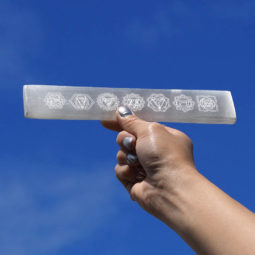 Selenite Flat Engraved Slab 20cm | Himalayan Salt Factory