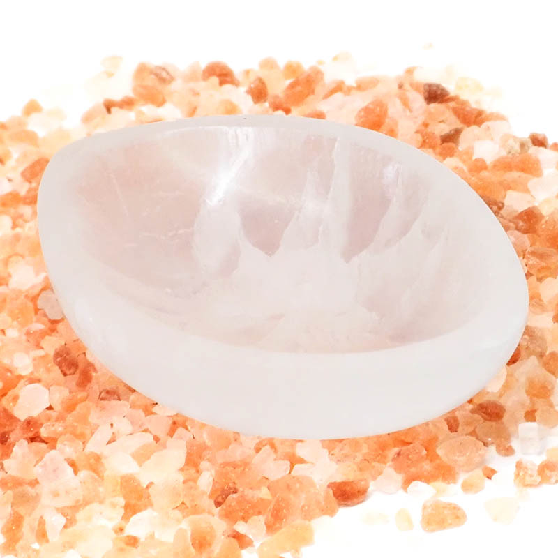 Selenite Small Oval Bowl 5 Selenite Small Oval Bowl | Himalayan Salt Factory