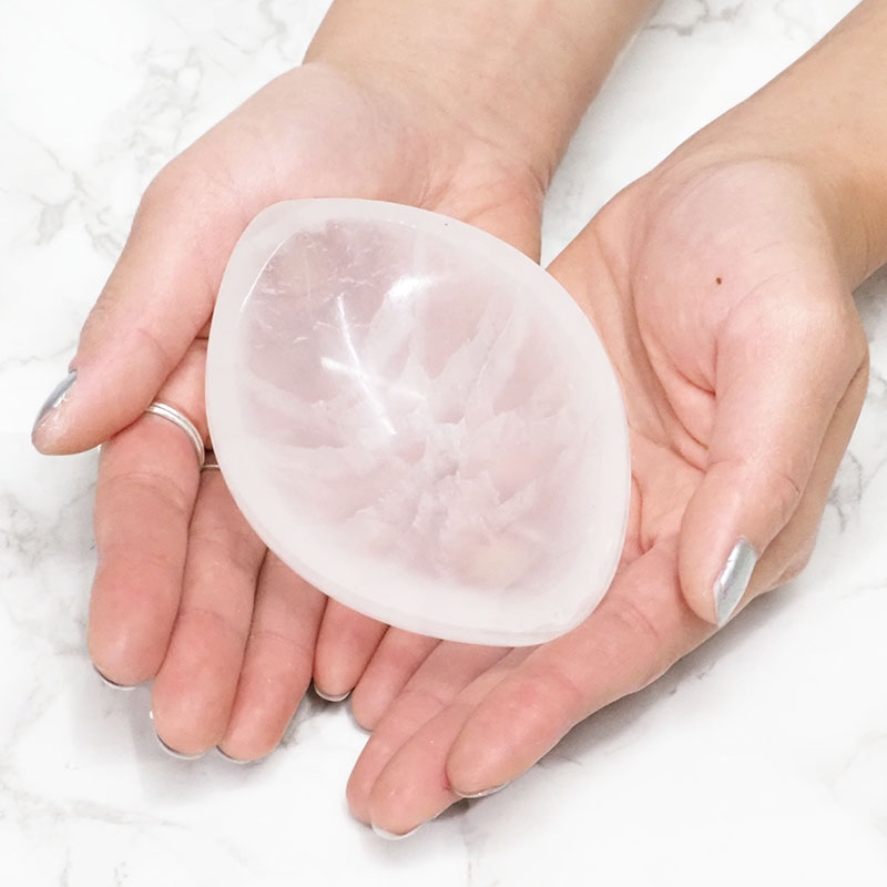 Selenite Small Oval Bowl 4 Selenite Small Oval Bowl | Himalayan Salt Factory