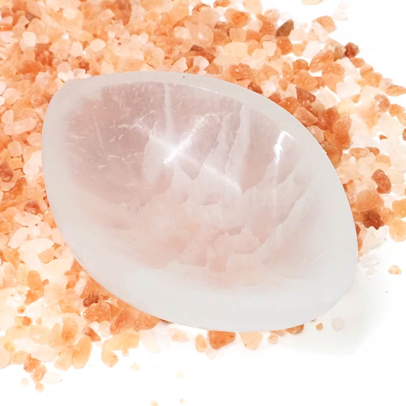 Selenite Small Oval Bowl 3 Selenite Small Oval Bowl | Himalayan Salt Factory