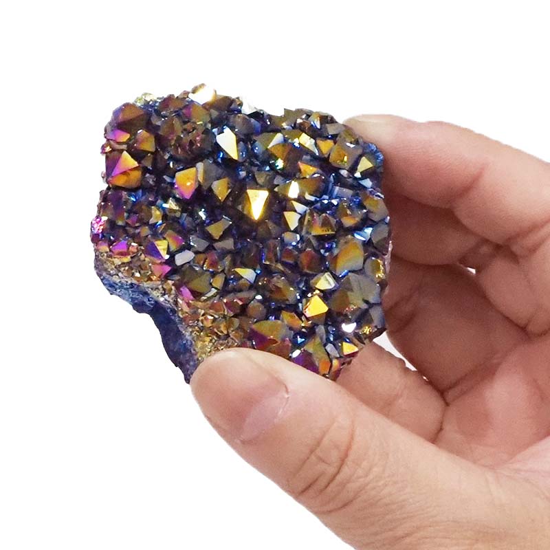Titanium Aura Crystal Cluster - Small 7 Titanium Aura Crystal Cluster - 1 Unit | Himalayan Salt Factory