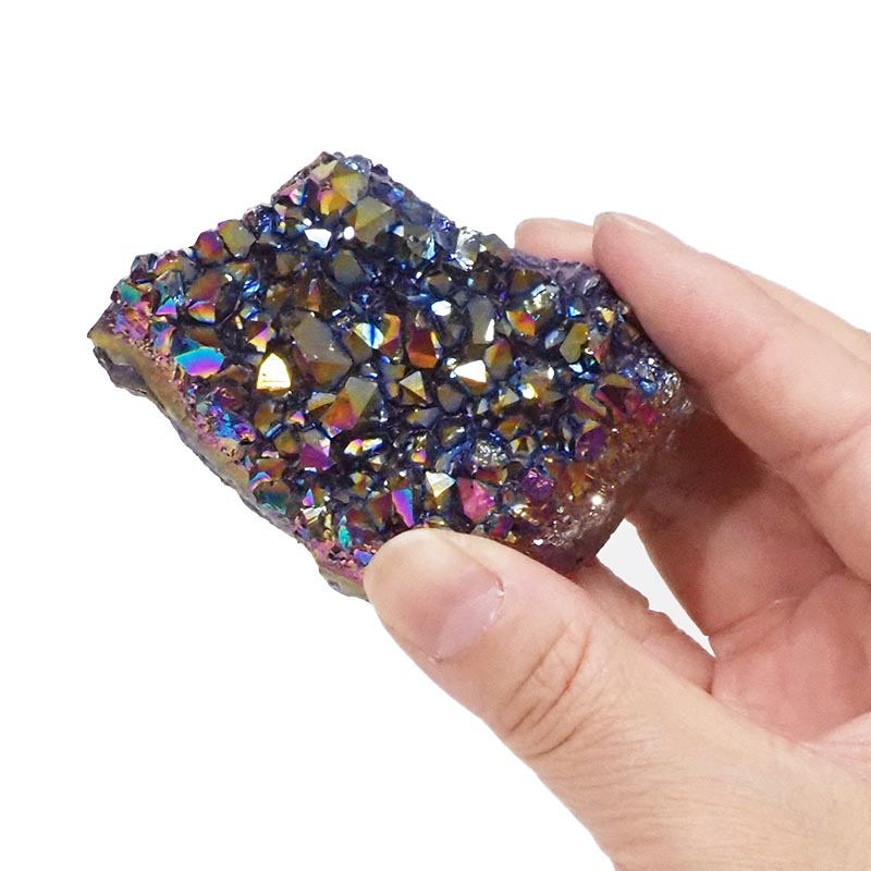 Titanium Aura Crystal Cluster - Small 4 Titanium Aura Crystal Cluster - 1 Unit | Himalayan Salt Factory